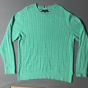 Tommy Hilfiger Cable Knit Sweater Men's Size XL Green Preppy Casual